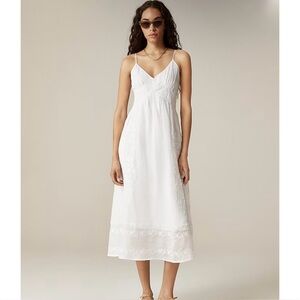 NWT J. Crew Embroidered Midi Dress Ramie White